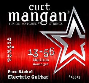 Curt Mangan Fusion Matched Pure Nickel Electric Guitar Strings 15513 Medium Wound 3rd 13-56