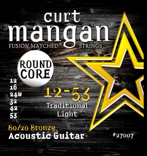 Curt Mangan Fusion Matched Round Core 80/20 Bronze Acoustic Guitar Strings 27007 Traditional Light 12-53