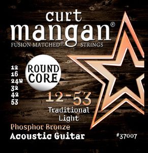 Curt Mangan Fusion Matched Round Core Phosphor Bronze Acoustic Guitar Strings 37007 Traditional Light 12-53