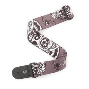 D'Addario 2" Woven Guitar Strap Sugar Skulls - Black