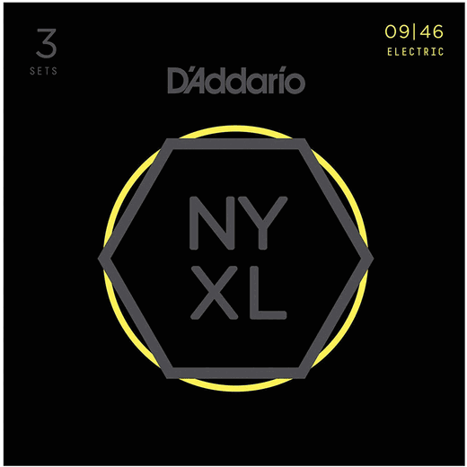 D'Addario 3 Pack NYXL Electric Guitar Strings NYXL0946-3P Super Light Top / Regular Bottom 9-46