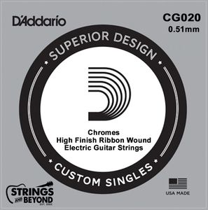 D'Addario Chromes Flat Wound Electric Single Strings CG020 20