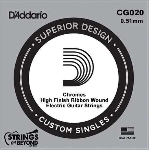 D'Addario Chromes Flat Wound Electric Single Strings CG020 20