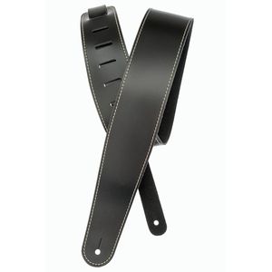 D'Addario Classic Leather Guitar Strap Black with White Stitch