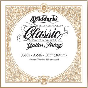 D'Addario Classical Guitar Single Strings - Classics Basses J3005 Single Silver Wound 035/J30 5th Normal Tension