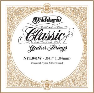 D'Addario Classical Guitar Single Strings - Classics Basses NYL041W Single Silver Wound 041