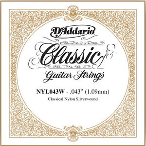 D'Addario Classical Guitar Single Strings - Classics Basses NYL043W Single Silver Wound 043