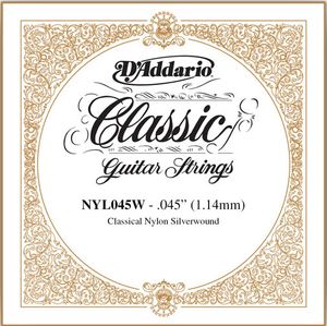 D'Addario Classical Guitar Single Strings - Classics Basses NYL045W Single Silver Wound 045