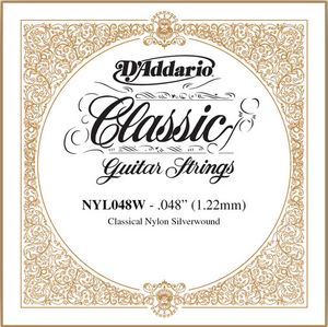 D'Addario Classical Guitar Single Strings - Classics Basses NYL048W Single Silver Wound 048