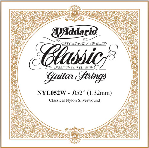 D'Addario Classical Guitar Single Strings - Classics Basses NYL052W Single Silver Wound 052