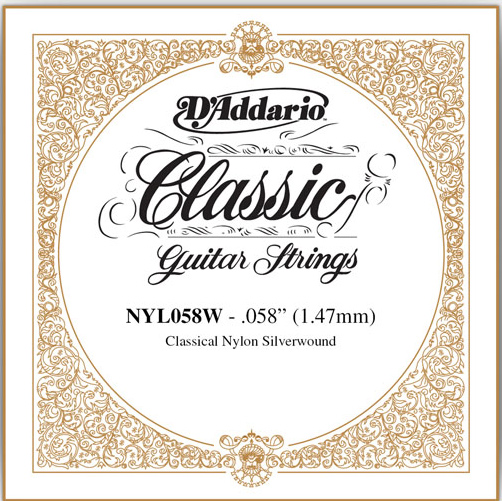 D'Addario Classical Guitar Single Strings - Classics Basses NYL058W Single Silver Wound 058