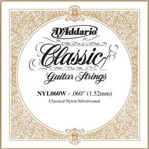 D'Addario Classical Guitar Single Strings - Classics Basses NYL060W Single Silver Wound 060