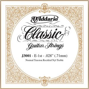 D'Addario Classical Guitar Single Strings - Classics Trebles J3001 Single Rectified Nylon 028/J30 1st Normal Tension
