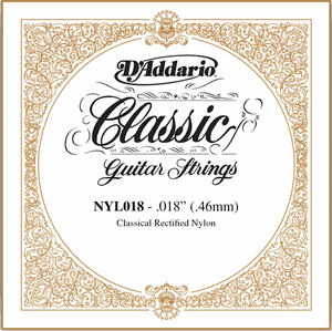 D'Addario Classical Guitar Single Strings - Classics Trebles NYL018 Single Rectified Nylon 018