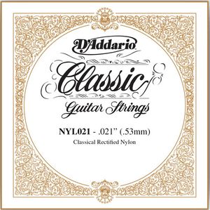 D'Addario Classical Guitar Single Strings - Classics Trebles NYL021 Single Rectified Nylon 021