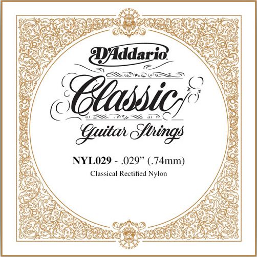 D'Addario Classical Guitar Single Strings - Classics Trebles NYL029 Single Rectified Nylon 029