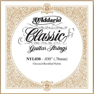 D'Addario Classical Guitar Single Strings - Classics Trebles NYL030 Single Rectified Nylon 030