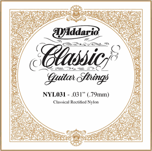 D'Addario Classical Guitar Single Strings - Classics Trebles NYL031 Single Rectified Nylon 031