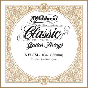 D'Addario Classical Guitar Single Strings - Classics Trebles NYL034 Single Rectified Nylon 034