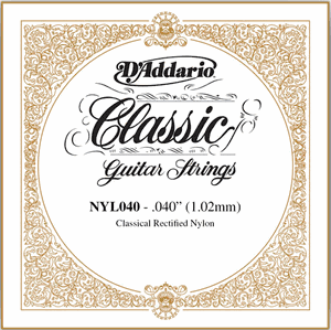 D'Addario Classical Guitar Single Strings - Classics Trebles NYL040 Single Rectified Nylon 040