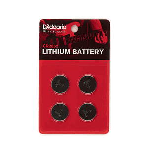 D'Addario CR2032 Lithium Battery 4-Pack
