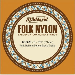 D'Addario EJ Ball End Nylon Folk Guitar Single Strings BEB028 Black Nylon