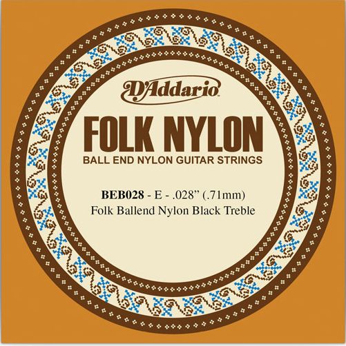 D'Addario EJ Ball End Nylon Folk Guitar Single Strings BEB028 Black Nylon