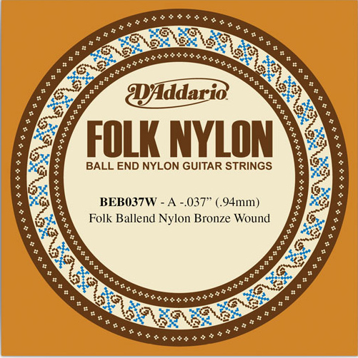 D'Addario EJ Ball End Nylon Folk Guitar Single Strings BEB037W 80/20 Wound
