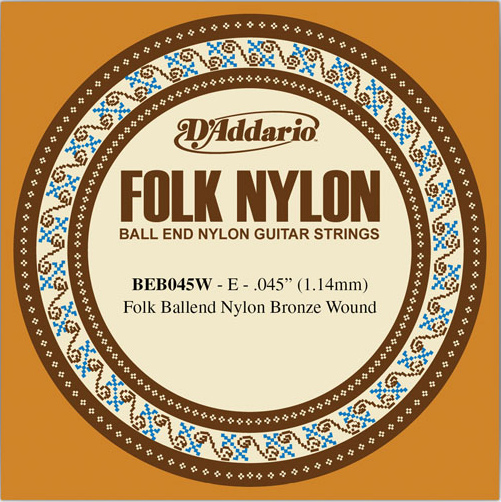 D'Addario EJ Ball End Nylon Folk Guitar Single Strings BEB045W 80/20 Wound