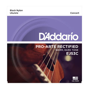 D'Addario EJ53C Concert Black Nylon Hawaiian Ukulele Strings