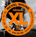 D'Addario 3 Pack EXL Nickel Wound Electric Guitar Strings