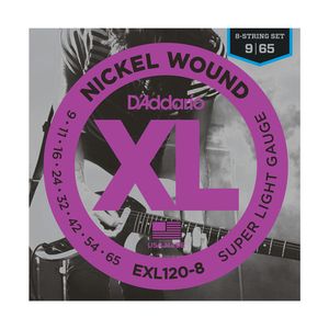 D'Addario EXL120-8 Nickel Wound 8-String Electric Guitar Strings Super Light 9-65