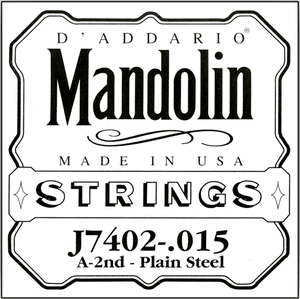 D'Addario Mandolin and Banjo Single Strings J7402 Single Mandolin Plain Steel 015/J74 2nd