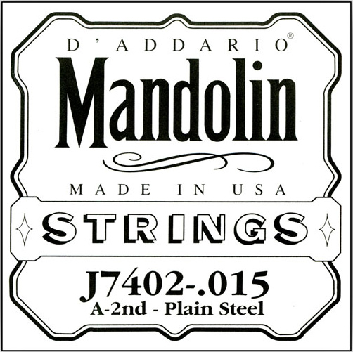 D'Addario Mandolin and Banjo Single Strings J7402 Single Mandolin Plain Steel 015/J74 2nd