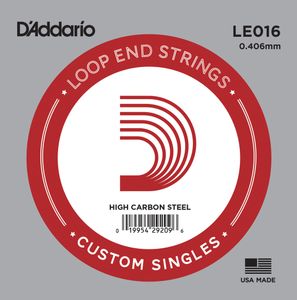 D'Addario Mandolin and Banjo Single Strings LE016 Single Plain Steel 016 Loop End