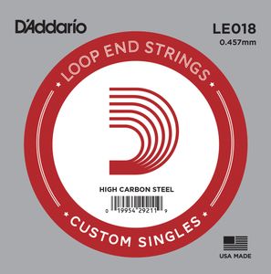 D'Addario Mandolin and Banjo Single Strings LE018 Single Plain Steel 018 Loop End