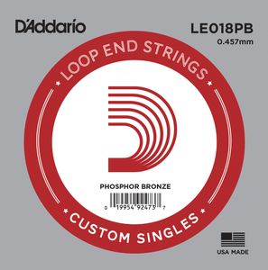 D'Addario Mandolin and Banjo Single Strings LE018PB Single Phos Bronze Wound 018 Loop End
