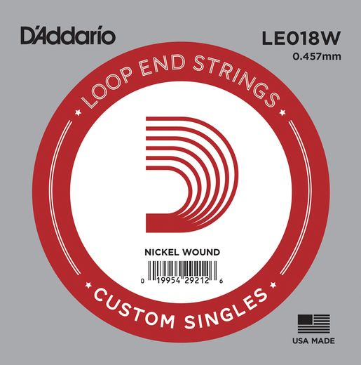 D'Addario Mandolin and Banjo Single Strings LE018W Single Nickel Wound 018 Loop End