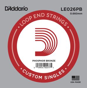 D'Addario Mandolin and Banjo Single Strings LE026PB Single Phos Bronze Wound 026 Loop End