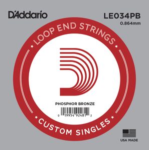 D'Addario Mandolin and Banjo Single Strings LE034PB Single Phos Bronze Wound 034 Loop End