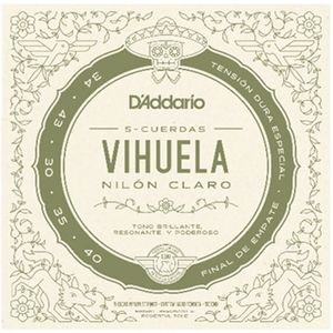 D'Addario MV10C Vihuela 5 String Set, Clear Nylon, Custom Tension