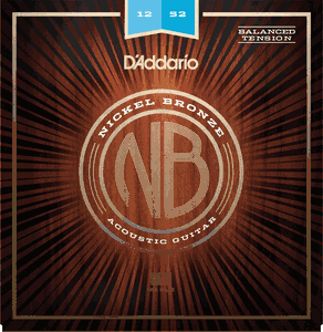 D'Addario Nickel Bronze Acoustic Guitar Strings NB1252BT Balanced Tension Light 12-52