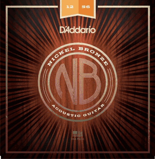 D'Addario Nickel Bronze Acoustic Guitar Strings NB1256 Lt Top/Med Btm 12-56