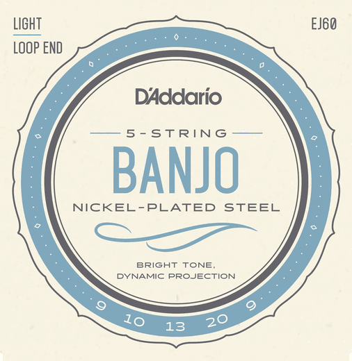 D'Addario Nickel Wound Loop End 5 String Banjo Strings