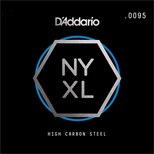 D'Addario NYXL High Carbon Steel Single Strings NYS0095 NYXL Plain Steel .0095