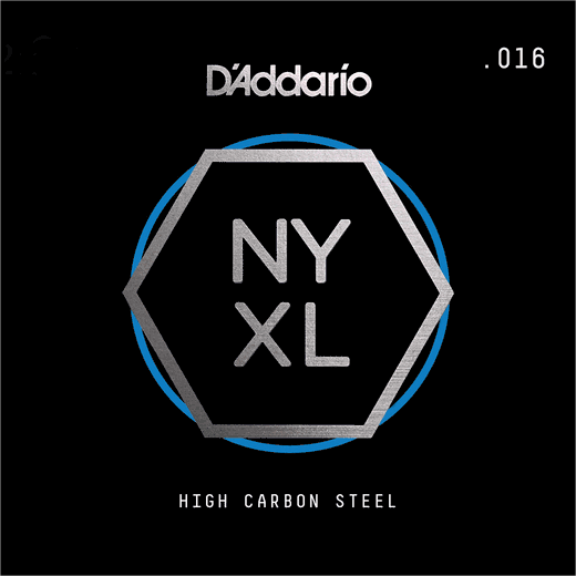 D'Addario NYXL High Carbon Steel Single Strings NYS016 NYXL Plain Steel .016