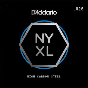 D'Addario NYXL High Carbon Steel Single Strings NYS026 NYXL Plain Steel .026