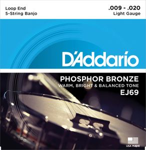 D'Addario Phosphor Bronze 5 String Banjo Strings Light