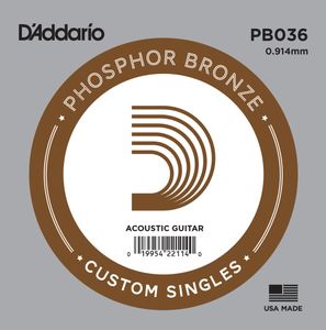 D'Addario Phosphor Bronze Acoustic Single Strings PB036