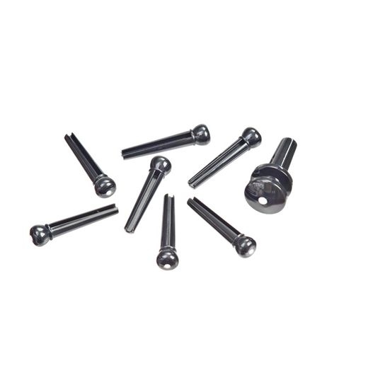 D'Addario Plastic Bridge & End Pins Set PWPS10 Black with Ivory Dot